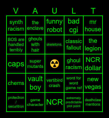 FALLOUT BINGO!!!!! Bingo Card