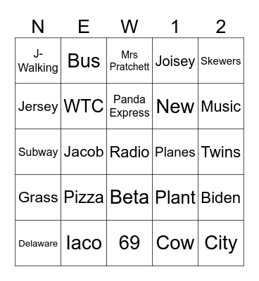 New York Bingo Card