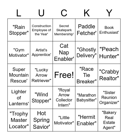 GDCI trophy bingo Card