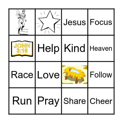 Hebrews 12:1-2 Run the Race Bingo Card