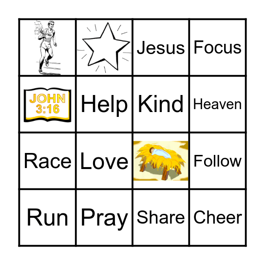 Hebrews 12:1-2 Run the Race Bingo Card