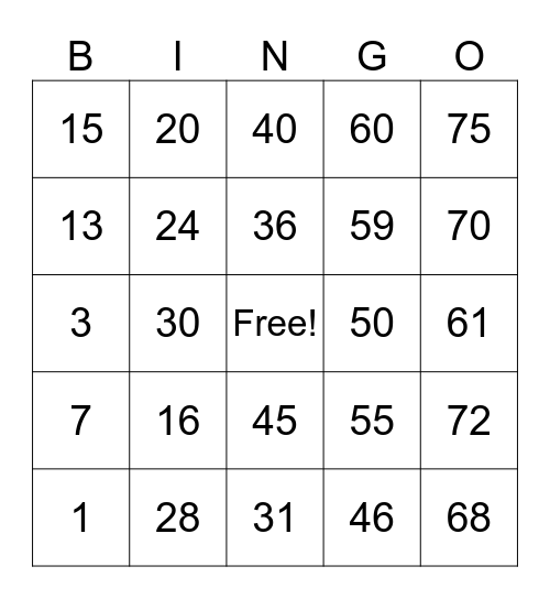 FAMILY BINGO NIGHT Bingo Card