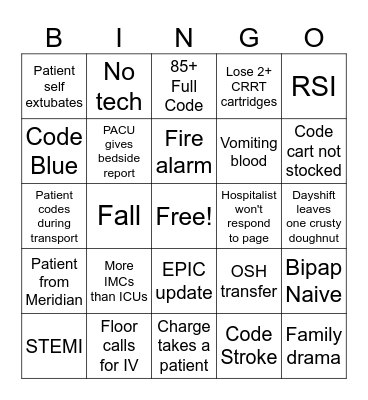 Post-Eclipse ICU Bingo Card