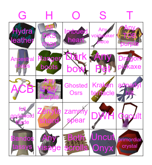 Ghosted PvM Bingo 2024 Bingo Card