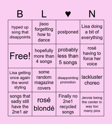 blackpink comeback june 2020 Bingo Card