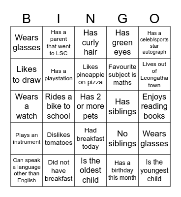Welcome to Term 2 Bingo Card