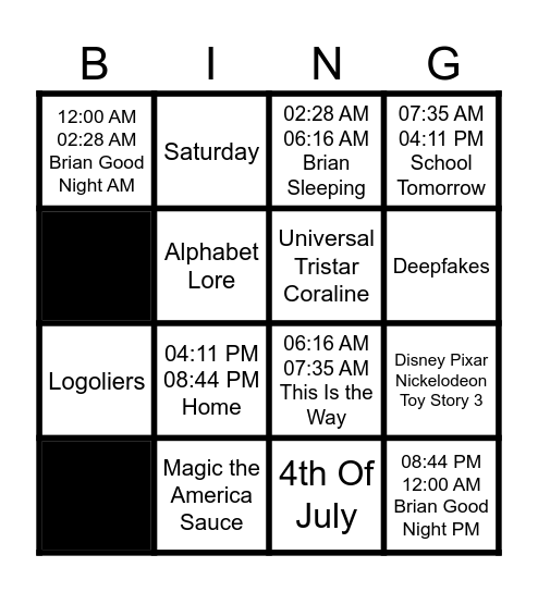 Star+ the Brian Travel Show Bingo Card