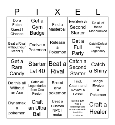 Pixelmon Bingo Card