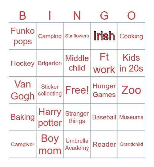 Colleen’s Bingo Card