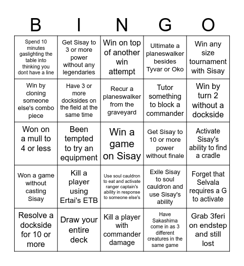 Sisay Bingo Card