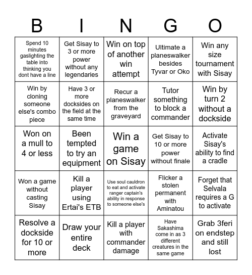 Sisay Bingo Card