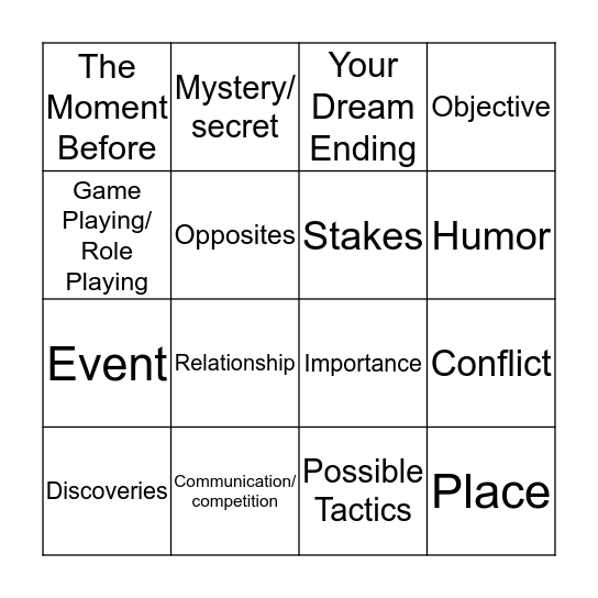 Senior Project  Bingo Card