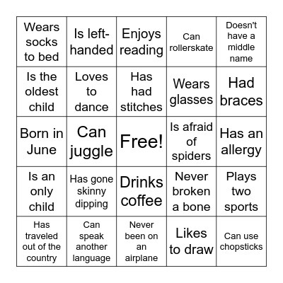 Find someone who... Bingo Card