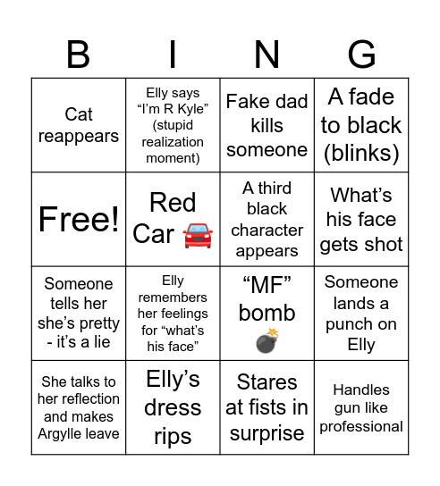 Argylle Bingo Card