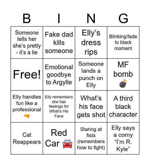 Argylle Bingo Card