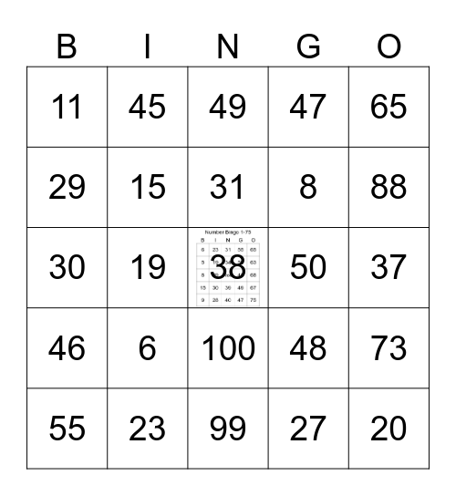 BINGO GAMES Bingo Card