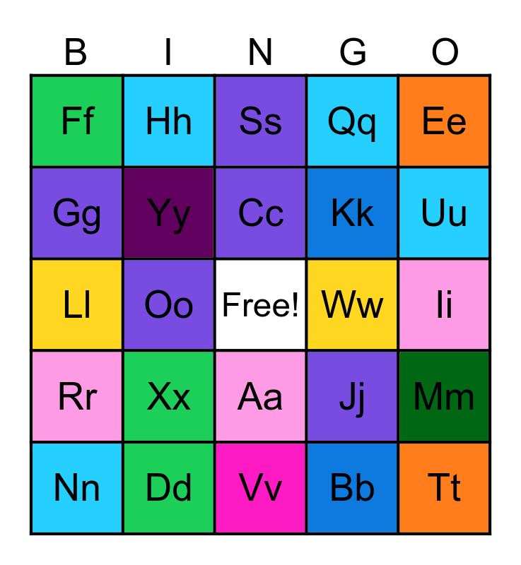 Alphabet Bingo Card