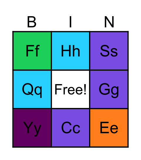 Alphabet Bingo Card