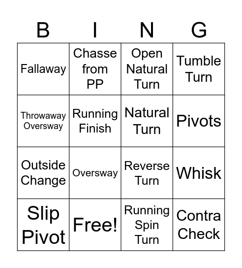 Dancing Bingo Card