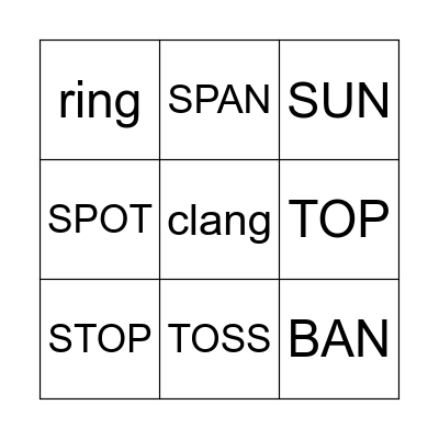 o /ɒ/ /ɔː/、ng、n /n/ Bingo Card