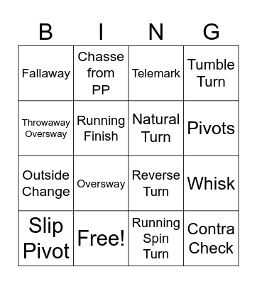 Dancing Bingo Card