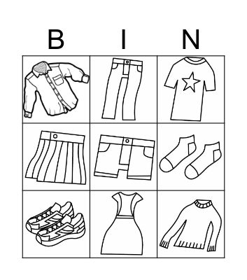 Clothes Bingo Card
