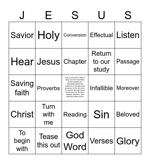PRBC Sermon Bingo Card
