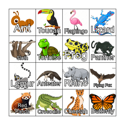 Rainforest Bingo Card