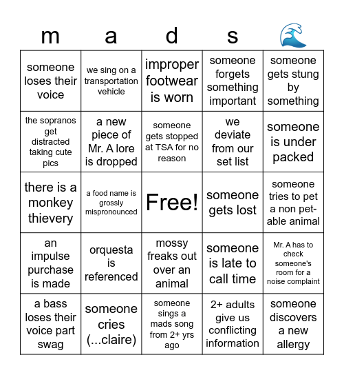 Madri Bingo Card