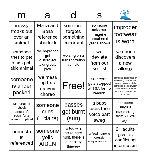 madri bingo 2 Bingo Card