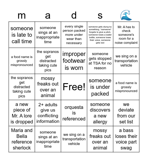 mads bingo 3 Bingo Card