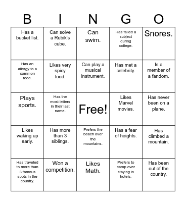 FIND SOMEONE WHO Bingo Card