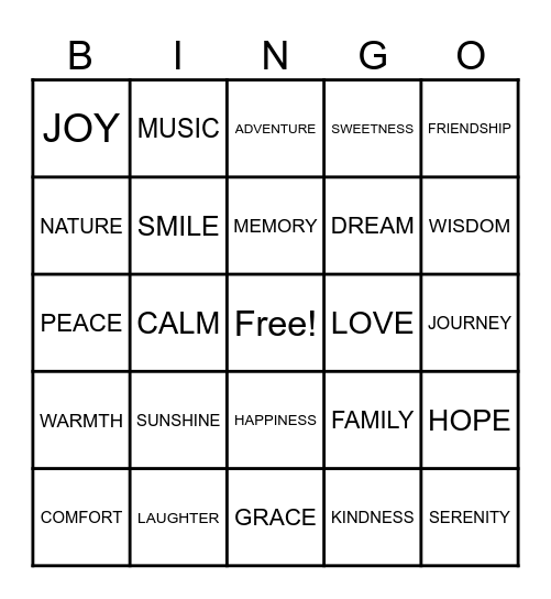 Vocabulary Bingo 1 Bingo Card