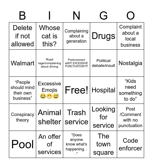 Nevada Community Page Bingo Card