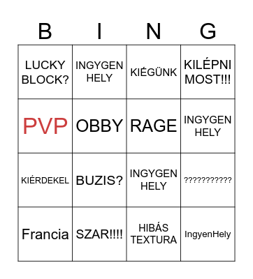 Ratyi  Minecraft Map Bingo Card