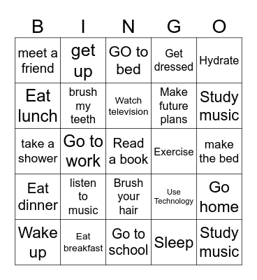 Stephanie's daily routines Bingo Card