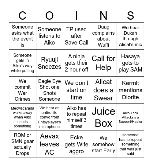 Endgame with Aiko! Bingo Card