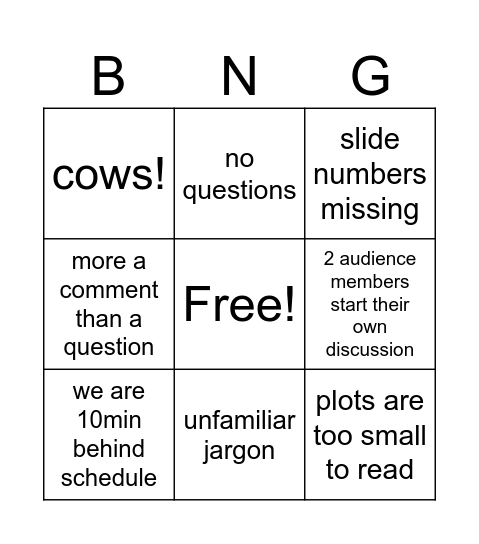 Auger Bingo Card