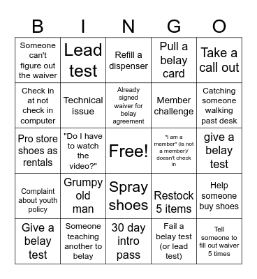 Front Desk Bingo Card