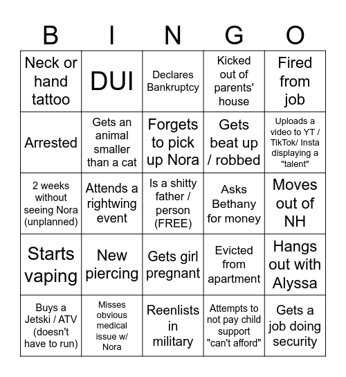 Ricky BINGO Card