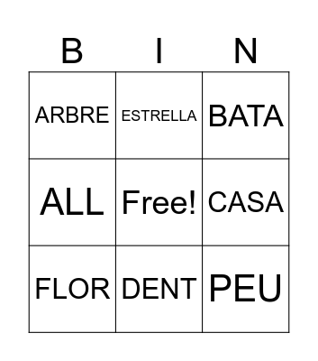 BINGO DE PARAULES Bingo Card
