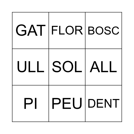 BINGO DE PARAULES Bingo Card