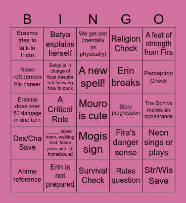 Is there a Mrs. Sunbreaker? Bingo Card