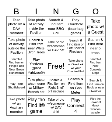 2024 DAV/DAVA Oregon Convention Friday Social Icebreaker Bingo Card