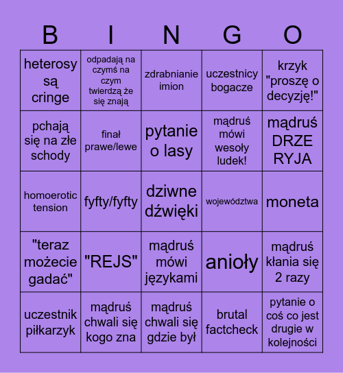 mądruś show Bingo Card