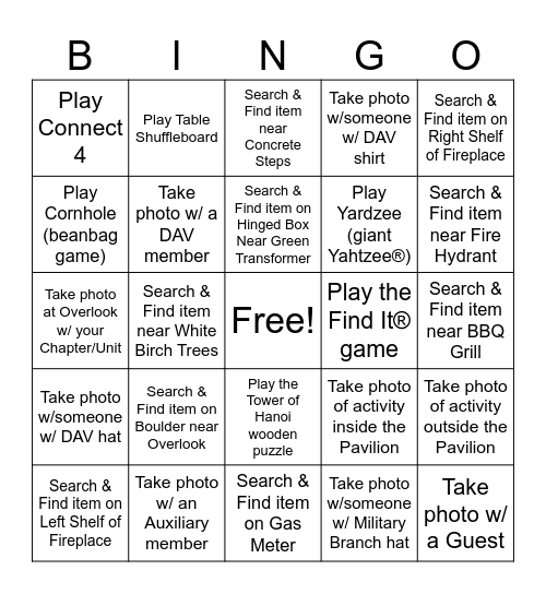 2024 DAV/DAVA OREGON CONVENTION FRIDAY SOCIAL ICEBREAKER Bingo Card