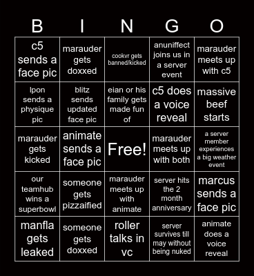 Original O'Bloxians April Bingo Card