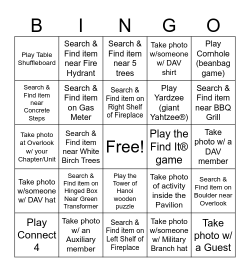 2024 DAV/DAVA OREGON CONVENTION FRIDAY SOCIAL ICEBREAKER Bingo Card