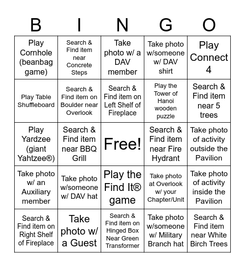 2024 DAV/DAVA OREGON CONVENTION FRIDAY SOCIAL ICEBREAKER Bingo Card