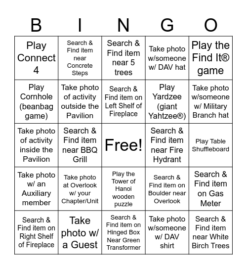 2024 DAV/DAVA OREGON CONVENTION FRIDAY SOCIAL ICEBREAKER Bingo Card